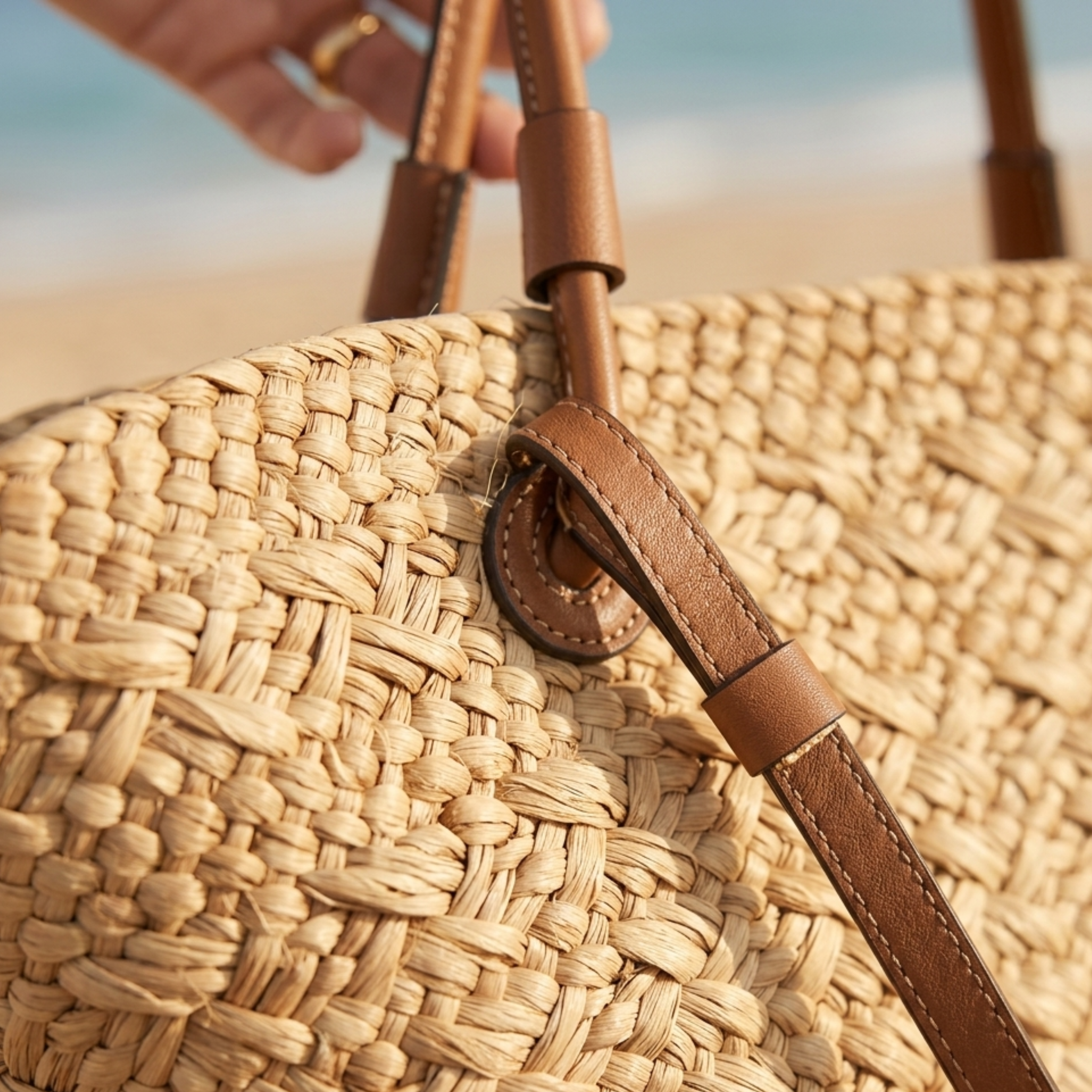 Rattan Wicker Summer Tote Bag Women UK – Handcrafted Sustainable Beach Bag, Holiday Outfit & Resort Wear