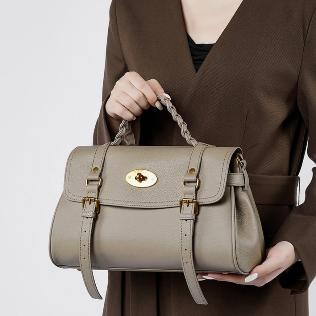 Brown Genuine Leather Braided Handle Satchel Bag Women UK – Everyday Use, Smart Casual