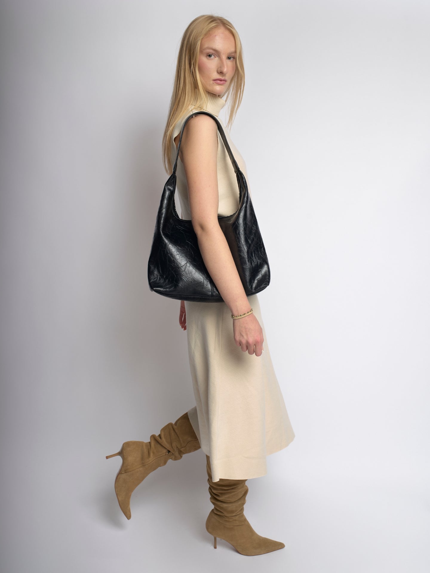 Black Distressed Vegan Leather Tote Bag Women UK – Stylish Durable Everyday Use, Smart Casual Office