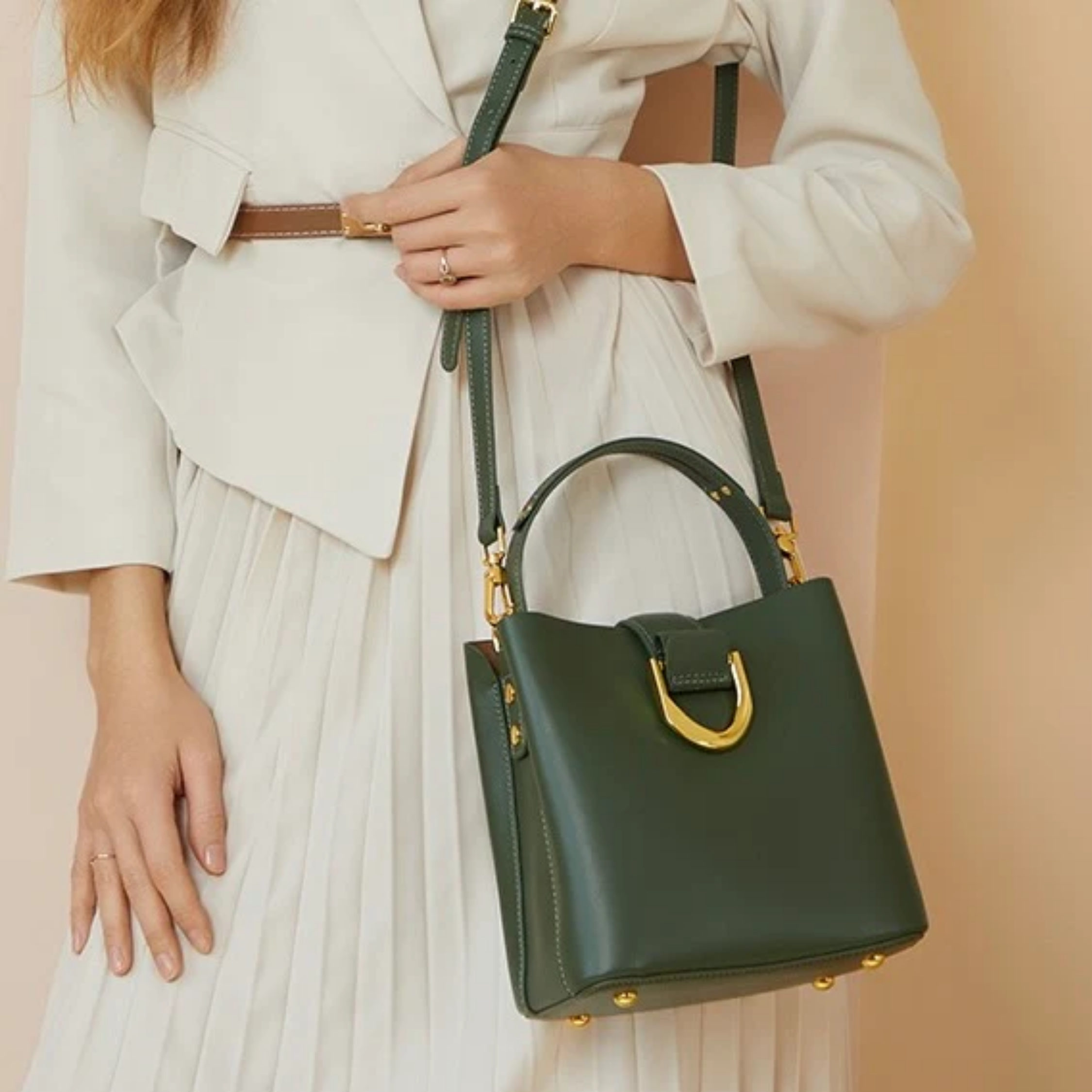 Genuine Leather Bucket Shoulder Bag Women UK – Everyday Tote for Workwear, Smart Casual
