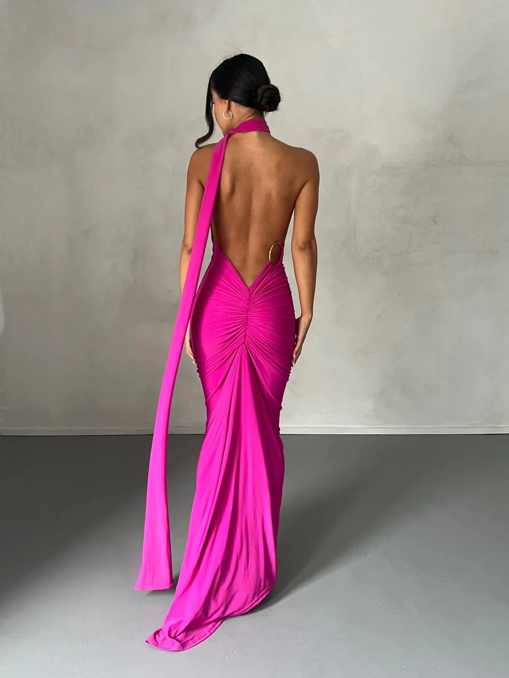 One-Shoulder Maxi Dress with Sash | Grecian Style Evening Wear Dress