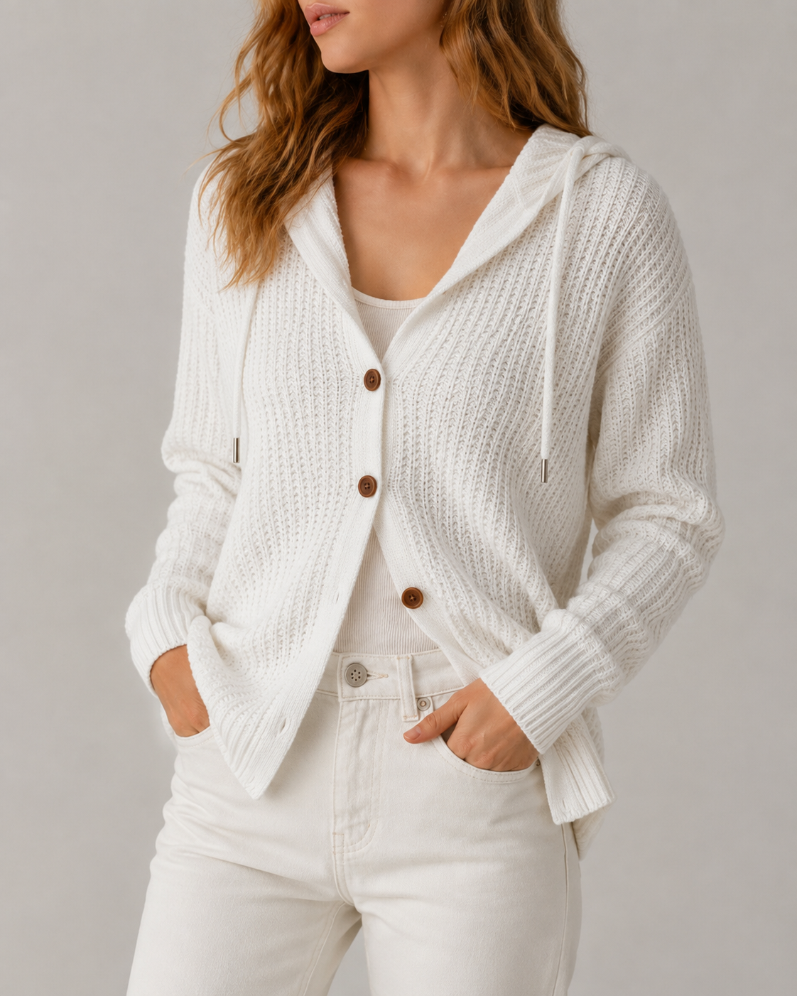 Chilly Days Ahead – Soft Textured Hooded Cardigan