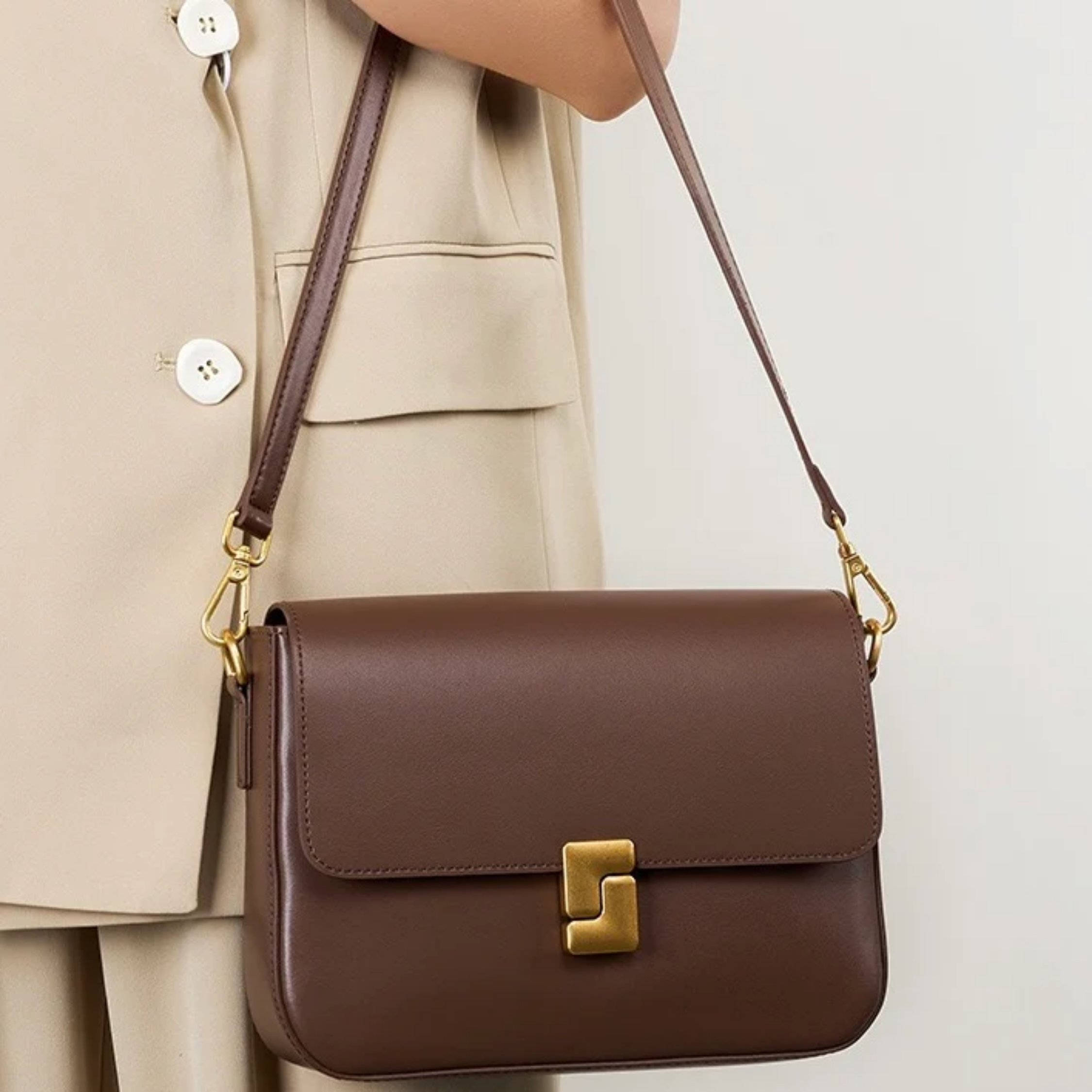 Brown Genuine Leather Shoulder Box Bag Women UK – Crossbody Everyday Use, Smart Casual Accessory