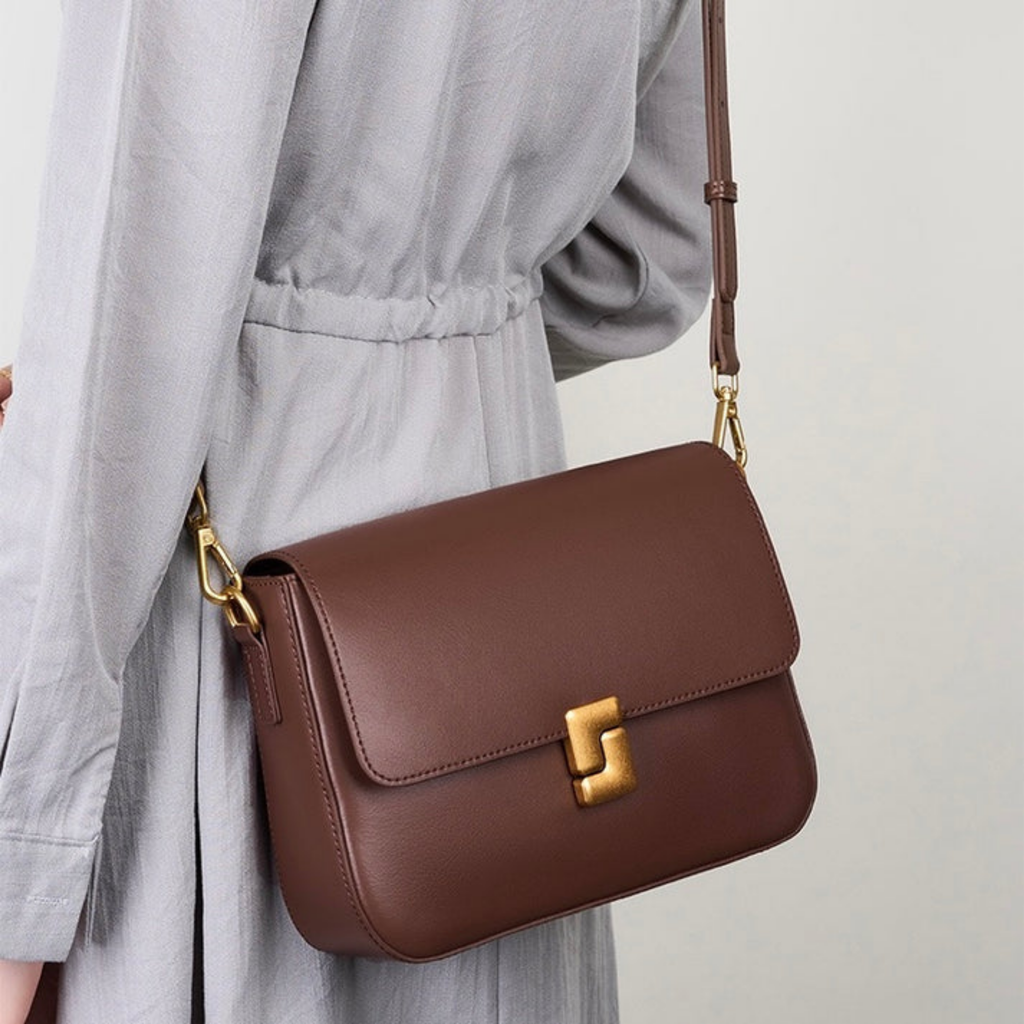 Brown Genuine Leather Shoulder Box Bag Women UK – Crossbody Everyday Use, Smart Casual Accessory