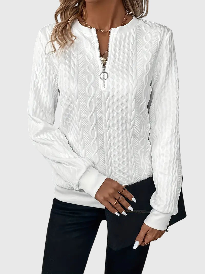 Zippered Jumper in Soft Knit Fabric for Casual Wear and Layering