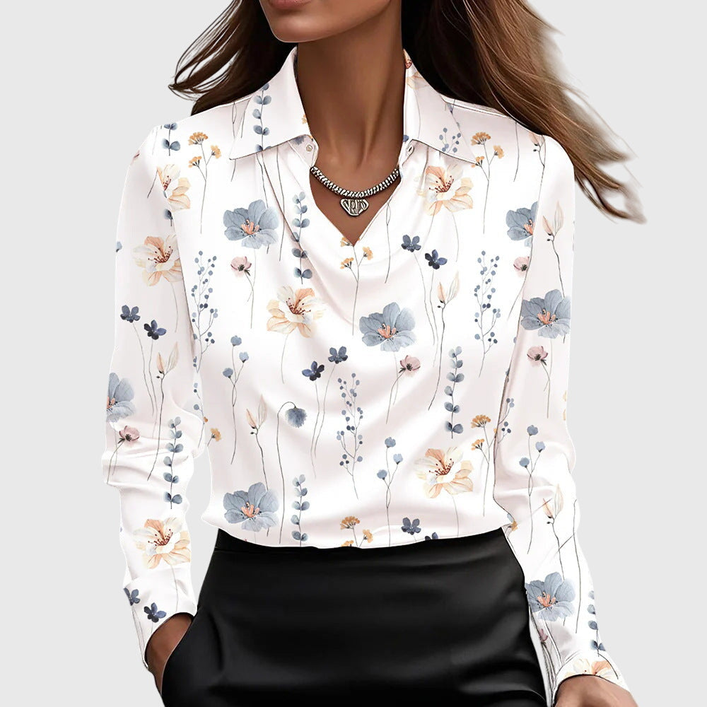 Draped Elegant Blouse in Lightweight Fabric for Casual or Formal Wear