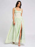 Floral Maxi Dress with High Slit - Ruched Design for Special Occasions