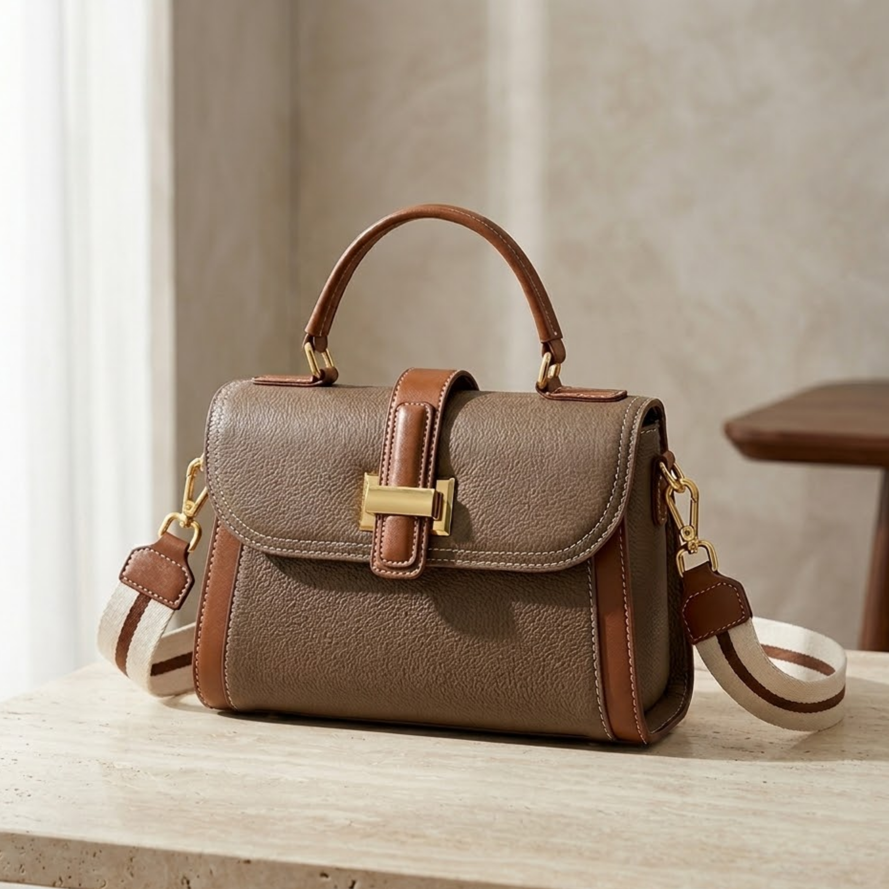 Leather Structured Top Handle Clutch Bag Women UK – Everyday Use Brunch Smart Casual