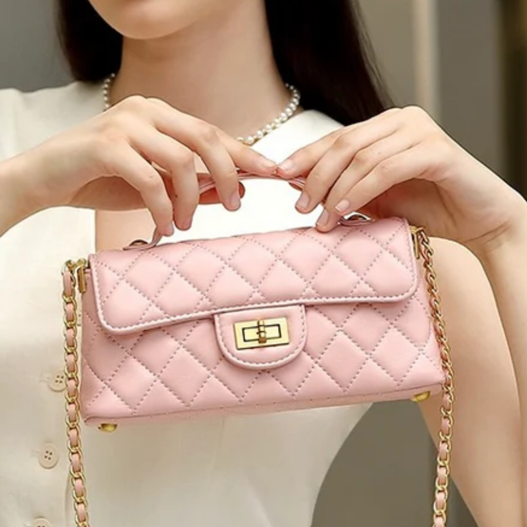 Black Genuine Leather Quilted Chain Crossbody Shoulder Bag Women UK – Evening Layer Smart Casual Accessory, Holiday Wear