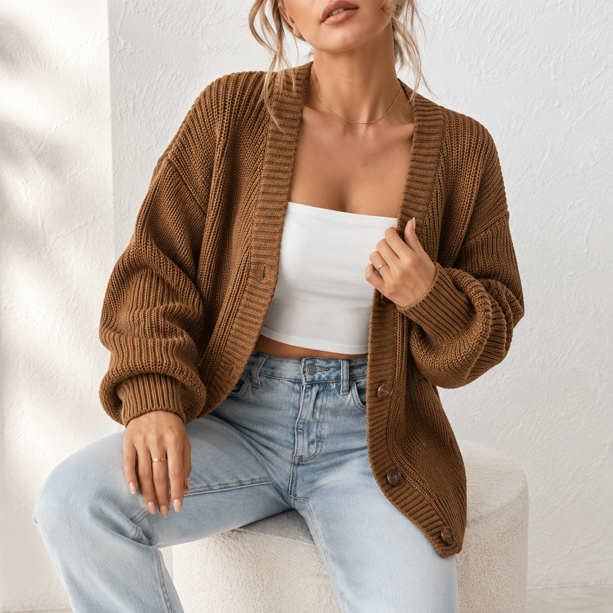 Chilly Days Ahead – Soft Ribbed Relaxed Cardigan