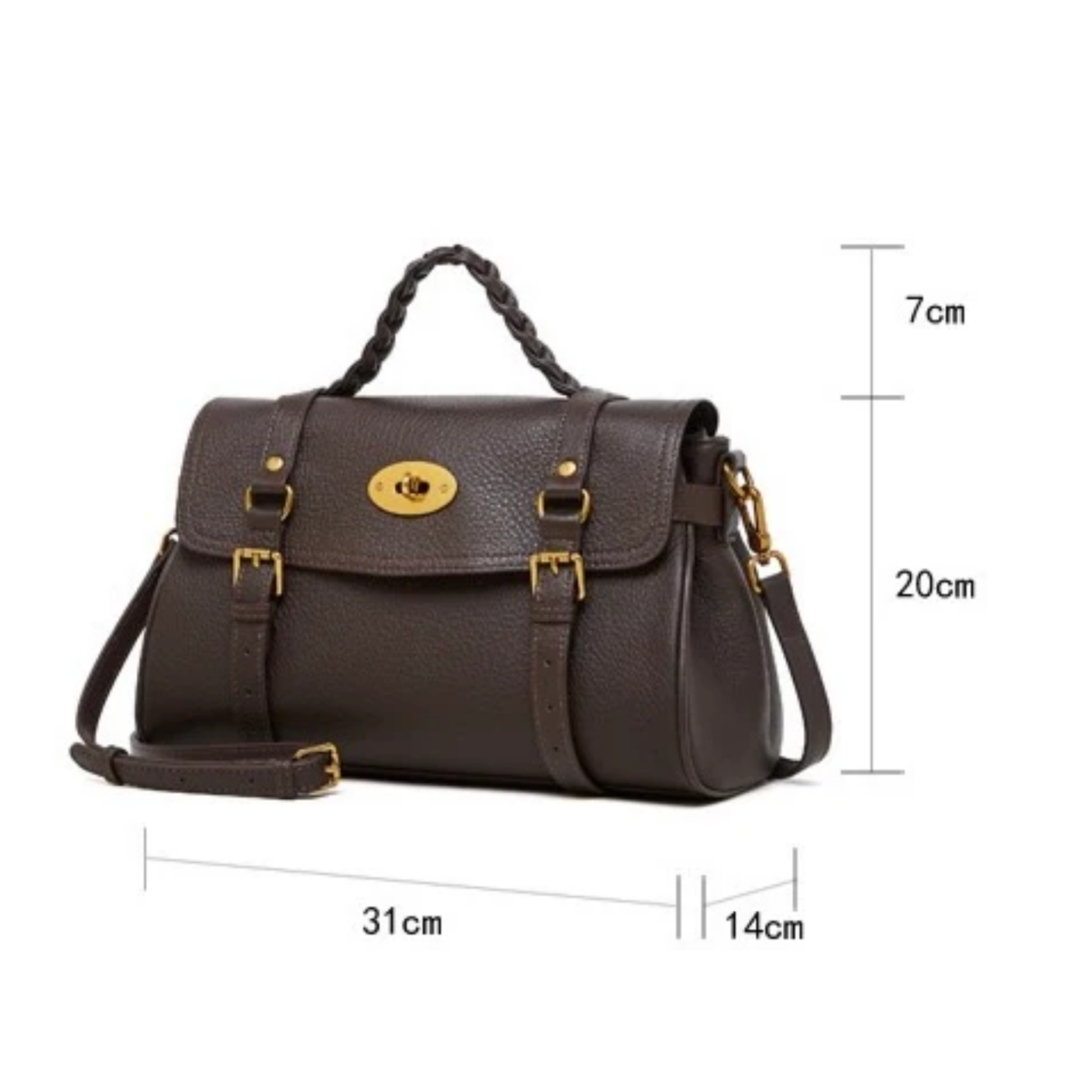 Brown Genuine Leather Braided Handle Satchel Bag Women UK – Everyday Use, Smart Casual