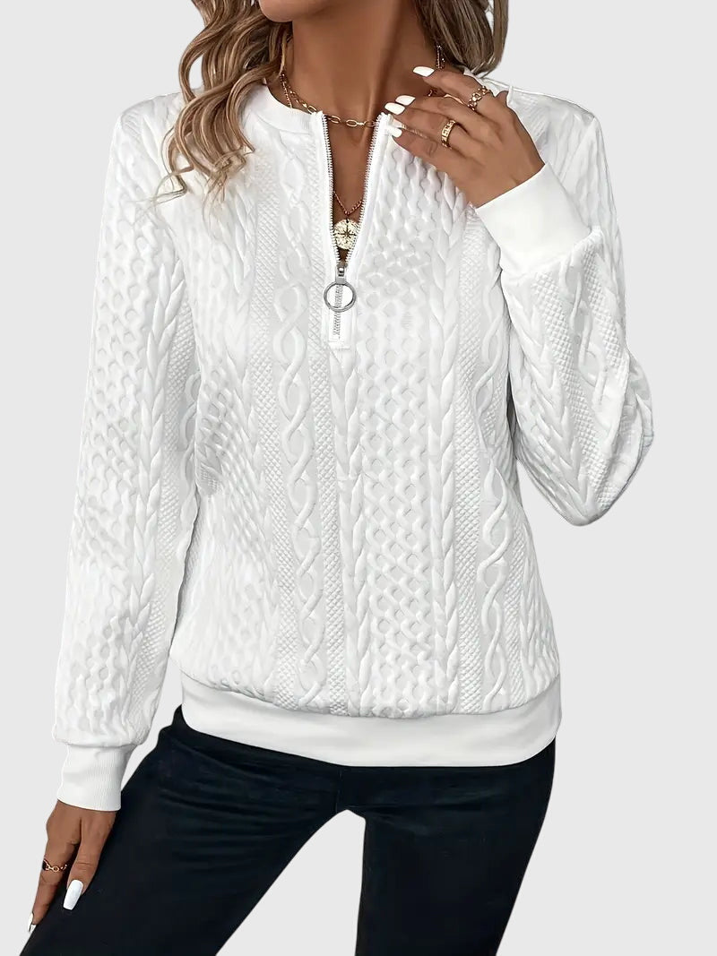 Zippered Jumper in Soft Knit Fabric for Casual Wear and Layering