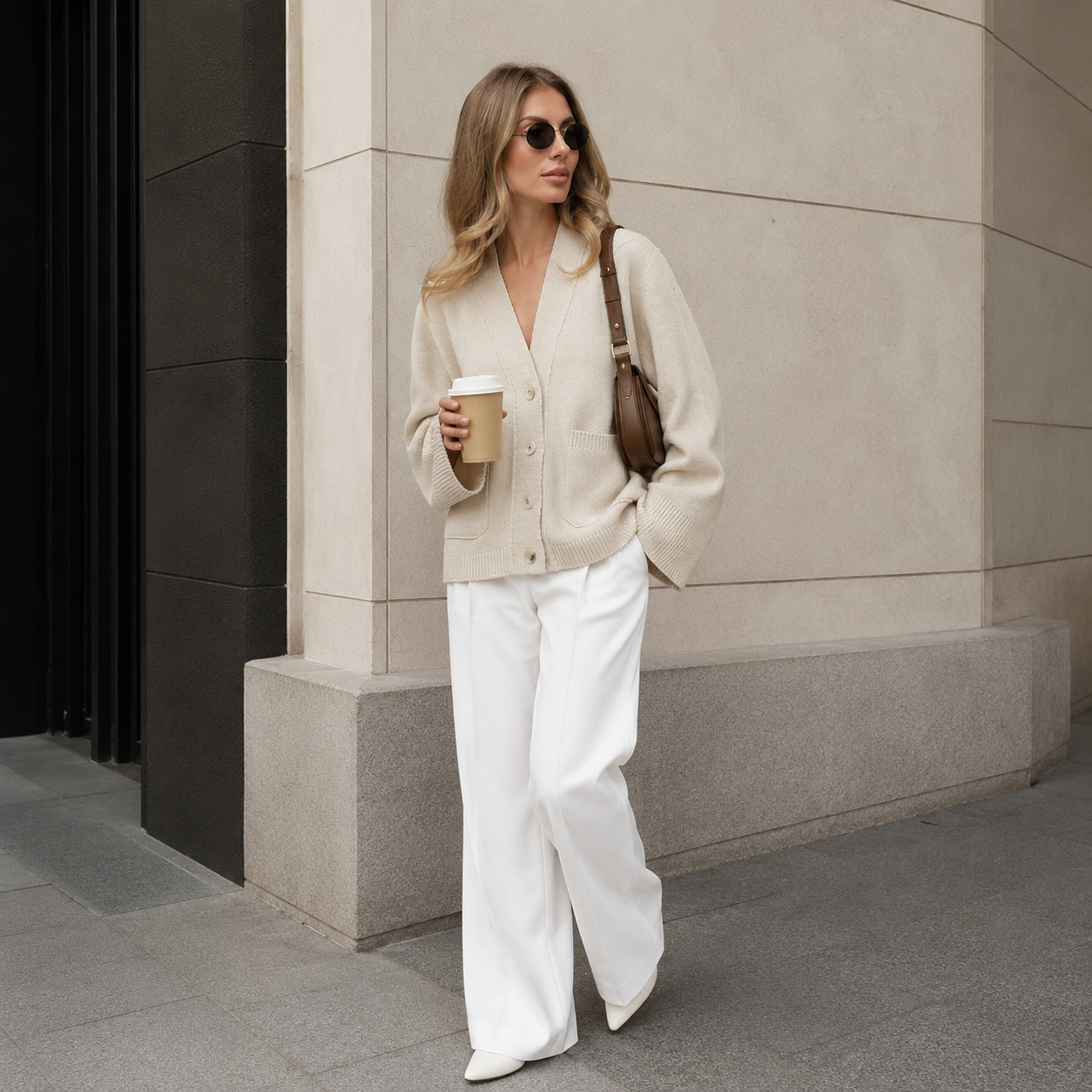 Everyday Essential – Soft Grey V-Neck Button Cardigan