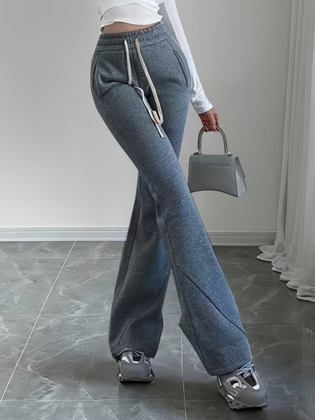 High-Waist Flared Lounge Pants | Soft Fabric | Casual Wear