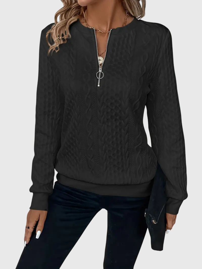 Zippered Jumper in Soft Knit Fabric for Casual Wear and Layering