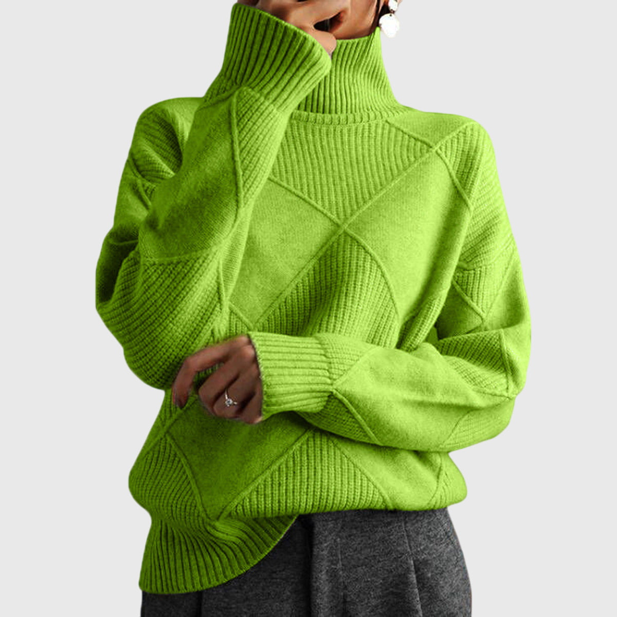Roll Neck Jumper in Soft Knit Fabric for Casual Wear
