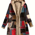 Patchwork Hooded Jacket - Cozy Cotton Blend - Casual Outerwear for Women