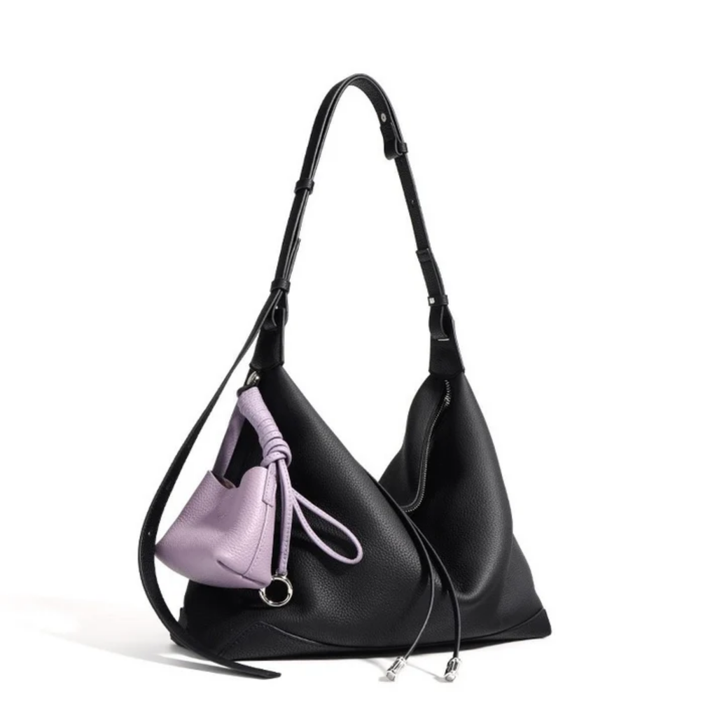 Genuine Leather Minimalist Tote Bag Women UK – Dumpling Handbag for Workwear, Smart Casual