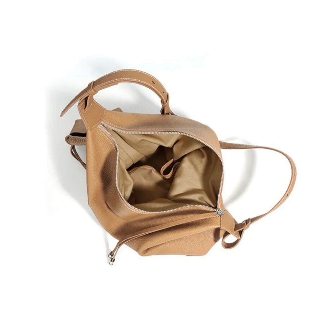 Genuine Leather Minimalist Tote Bag Women UK – Dumpling Handbag for Workwear, Smart Casual