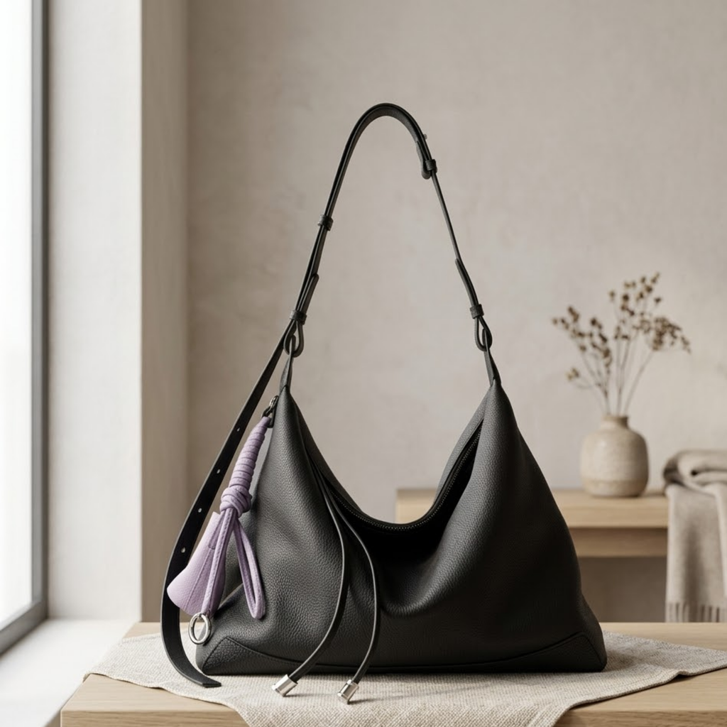 Genuine Leather Minimalist Tote Bag Women UK – Dumpling Handbag for Workwear, Smart Casual