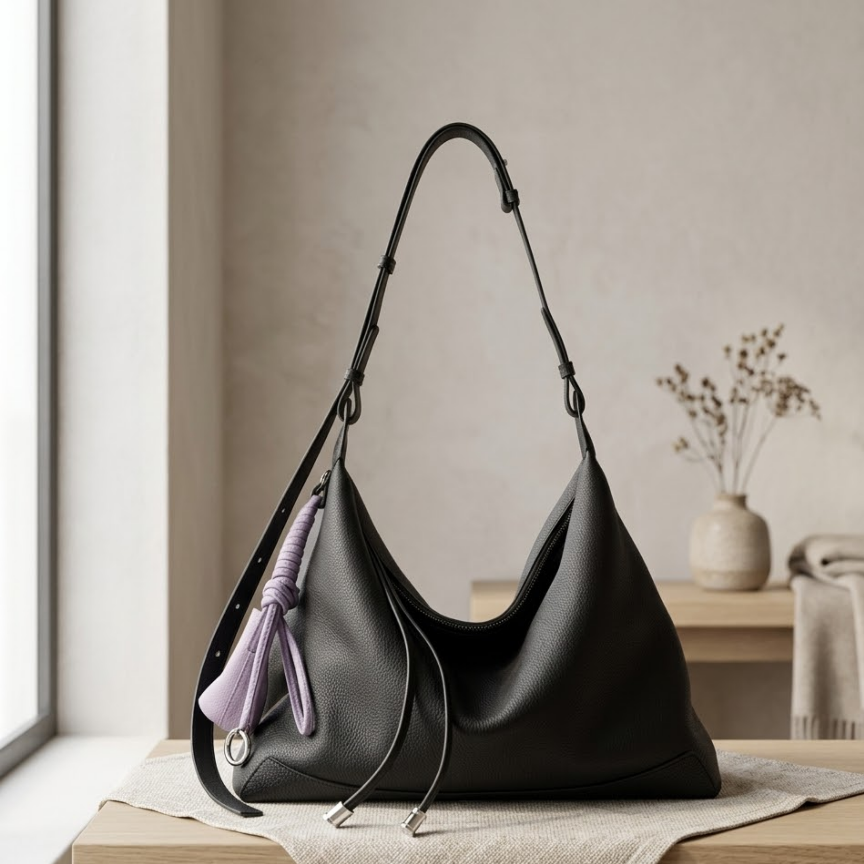 Genuine Leather Minimalist Tote Bag Women UK – Dumpling Handbag for Workwear, Smart Casual