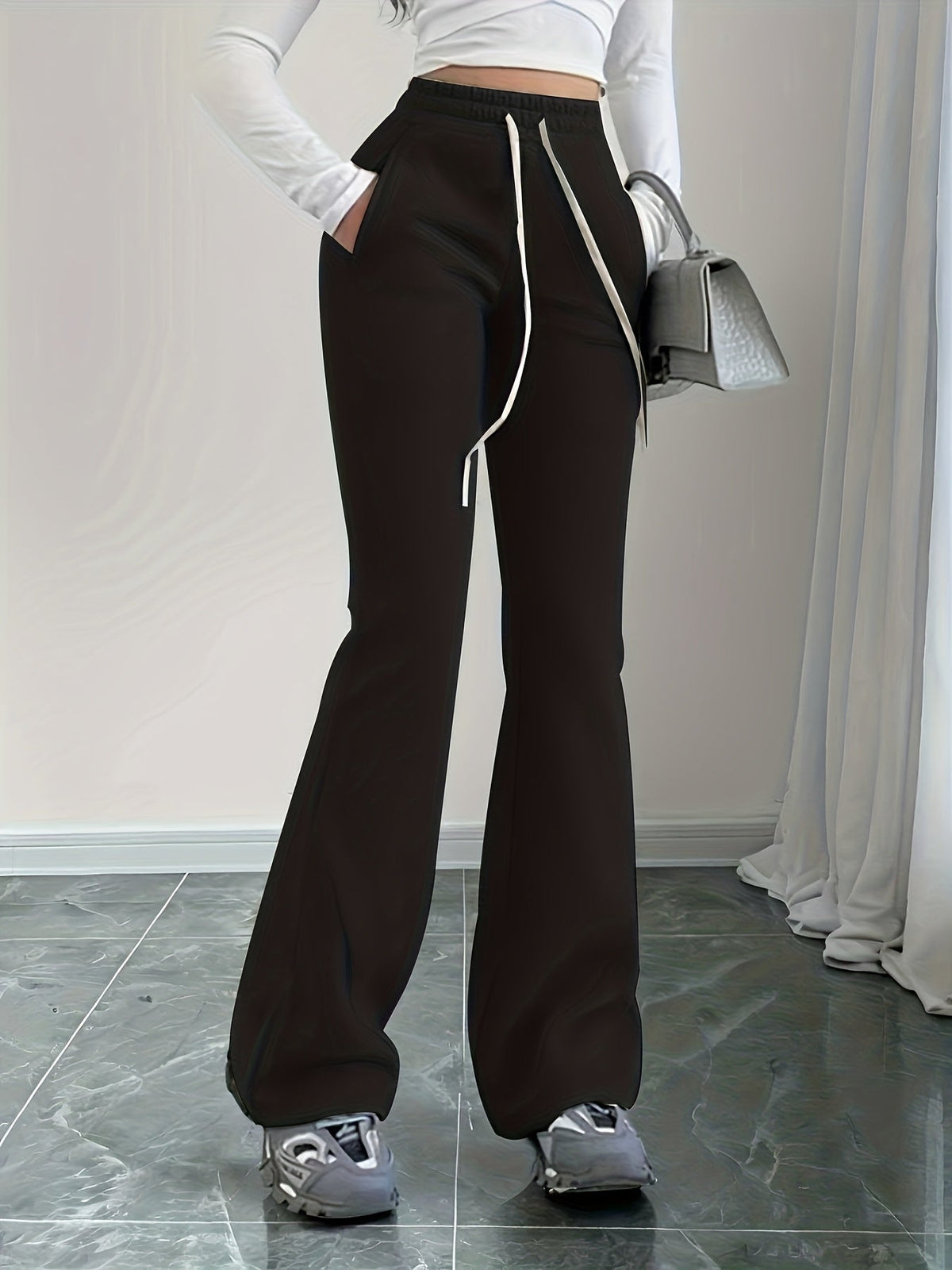 High-Waist Flared Lounge Pants | Soft Fabric | Casual Wear