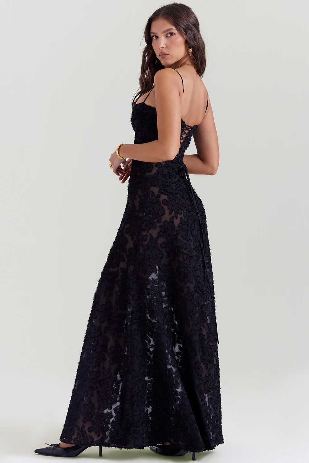 Floral Jacquard Maxi Dress Women UK – Evening Gown, Wedding Guest