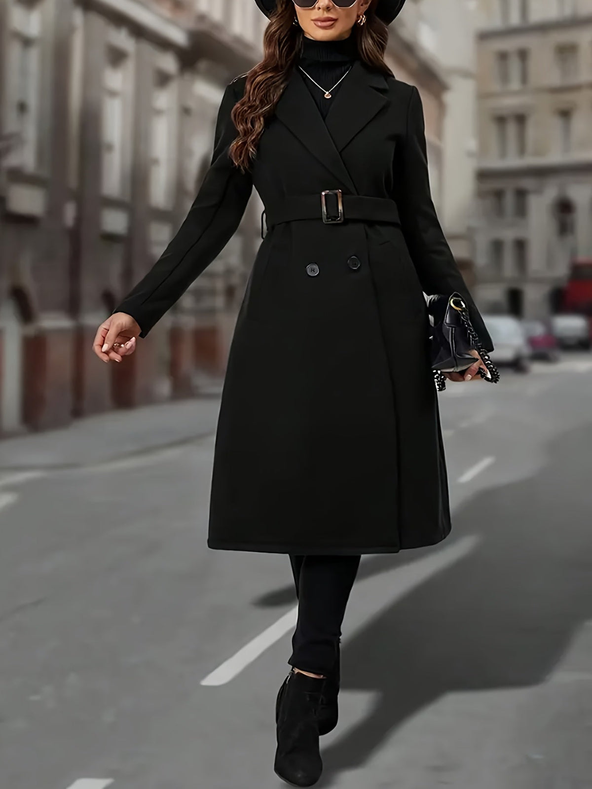 Double-Breasted Long Coat for Women | Warm Wool Blend | Elegant Outerwear