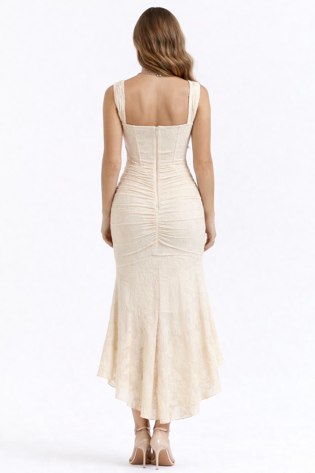Luminous Neutral Satin Midi Dress Women UK – Evening Wear, Cocktail
