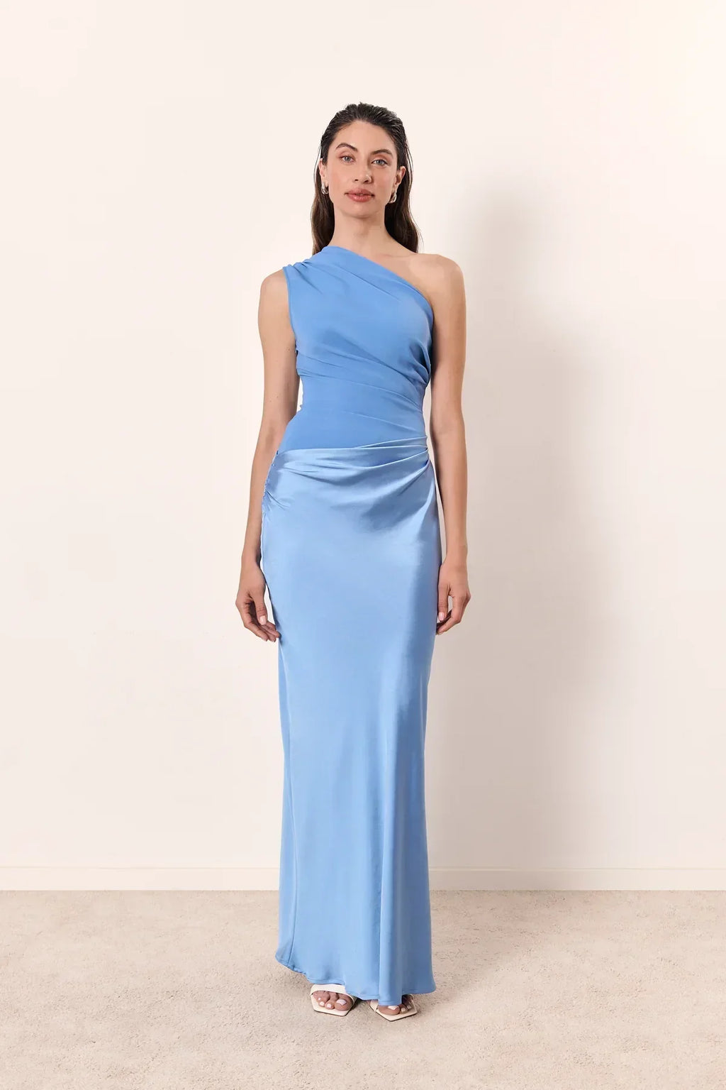 Satin Asymmetrical Maxi Dress Women UK – Elegant Evening Gown, Wedding Guest Cocktail