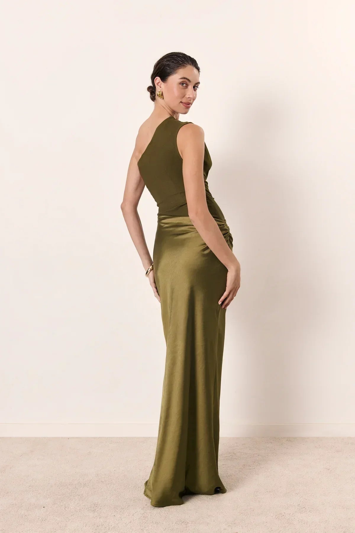 Satin Asymmetrical Maxi Dress Women UK – Elegant Evening Gown, Wedding Guest Cocktail