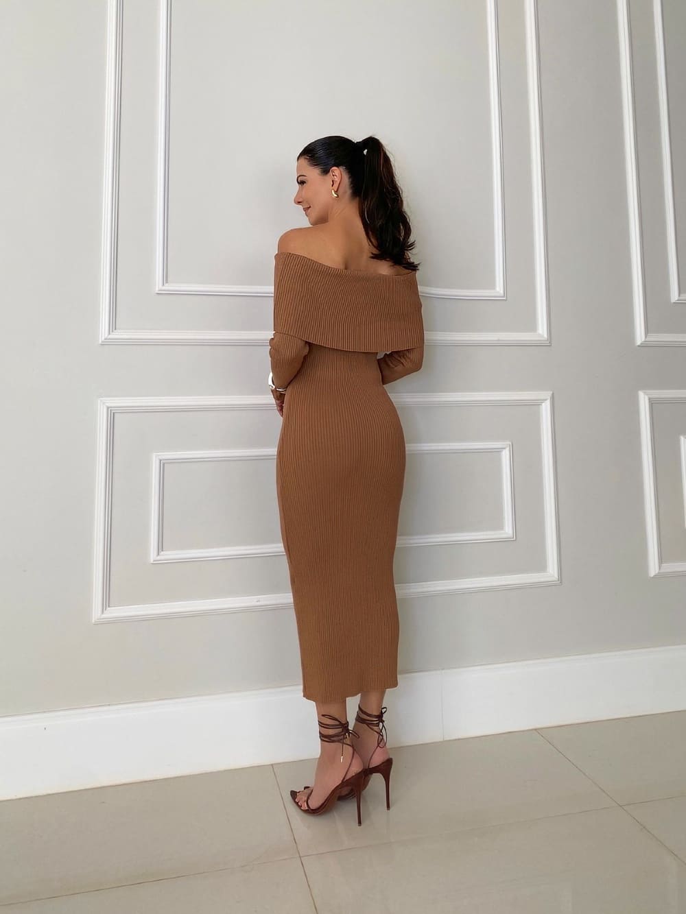 Black Knit Off-Shoulder Maxi Dress Women UK – Evening Gown, Formal Occasion