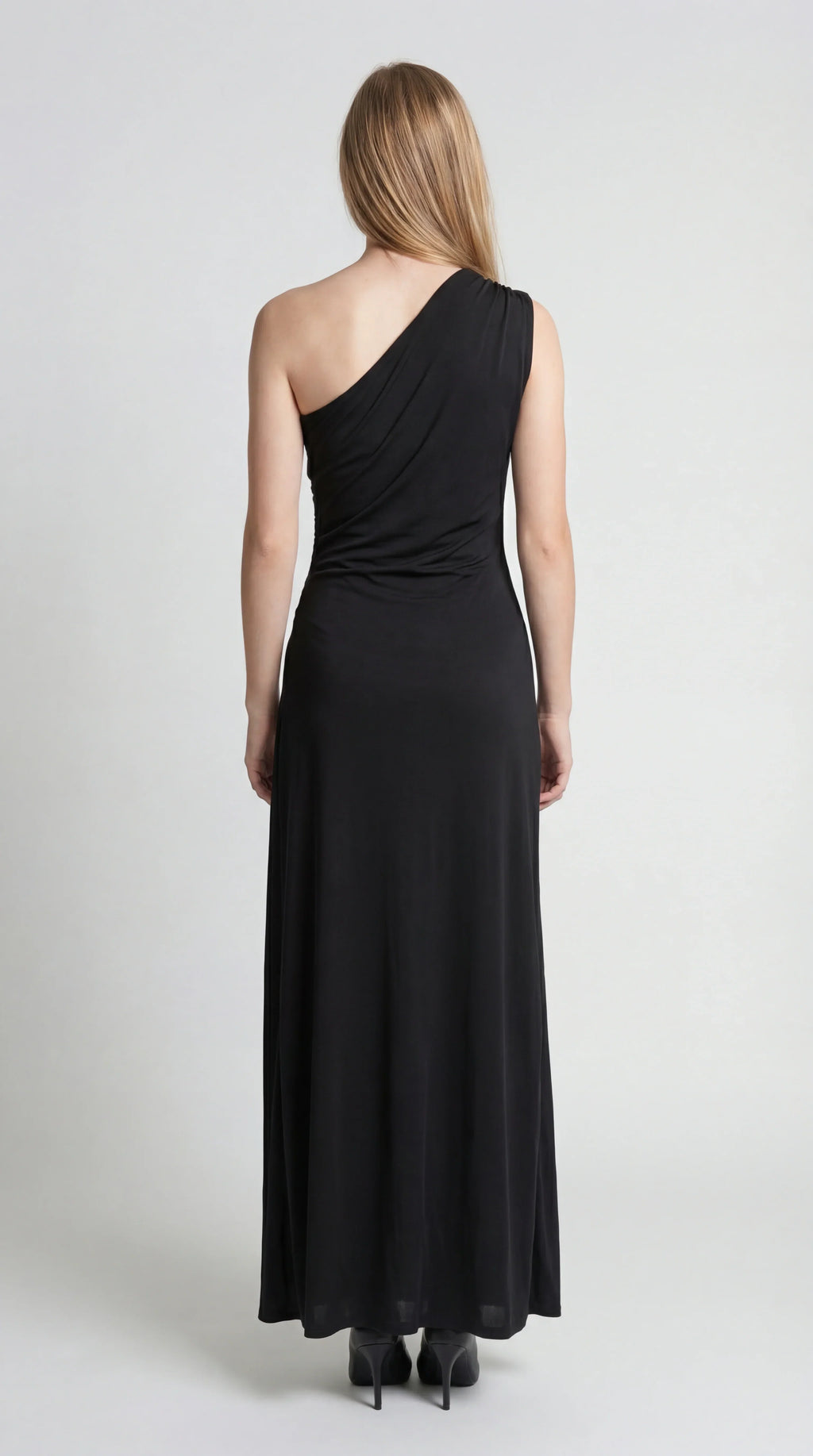 Asymmetric One-Shoulder Maxi Dress with Draped Detail for Evening Events