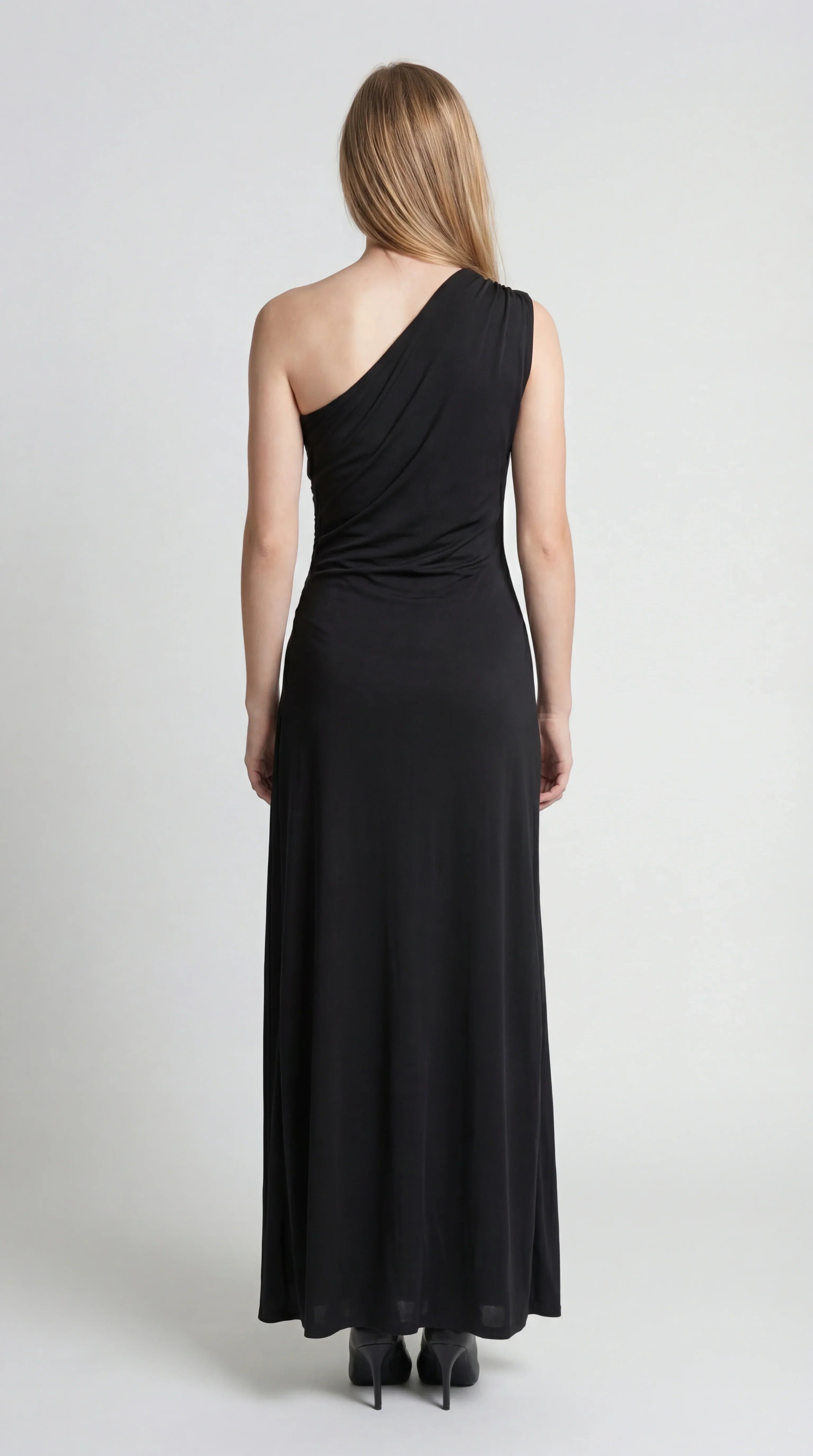 Asymmetric One-Shoulder Maxi Dress with Draped Detail for Evening Events