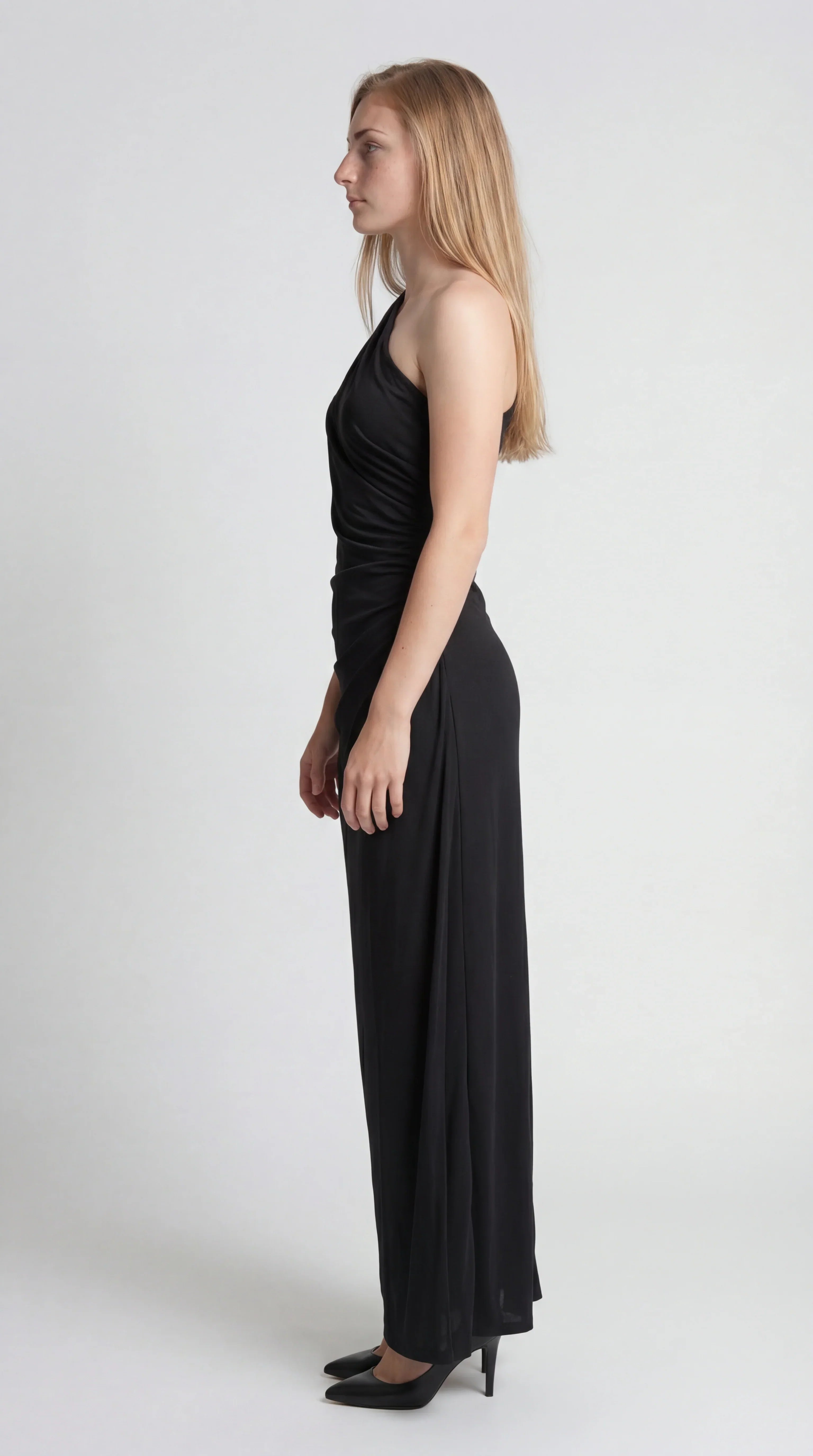 Asymmetric One-Shoulder Maxi Dress with Draped Detail for Evening Events