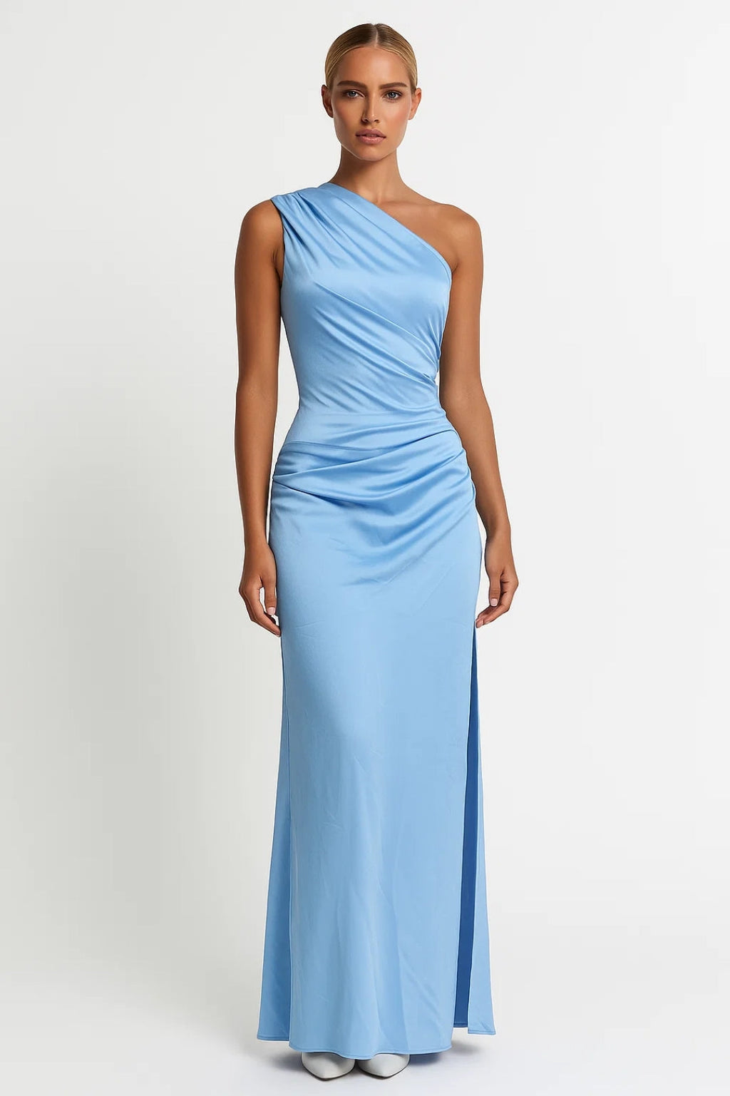 Asymmetric One-Shoulder Maxi Dress with Draped Detail for Evening Events