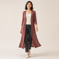 Brunch Ready – Light Grey Longline Open-Front Cardigan