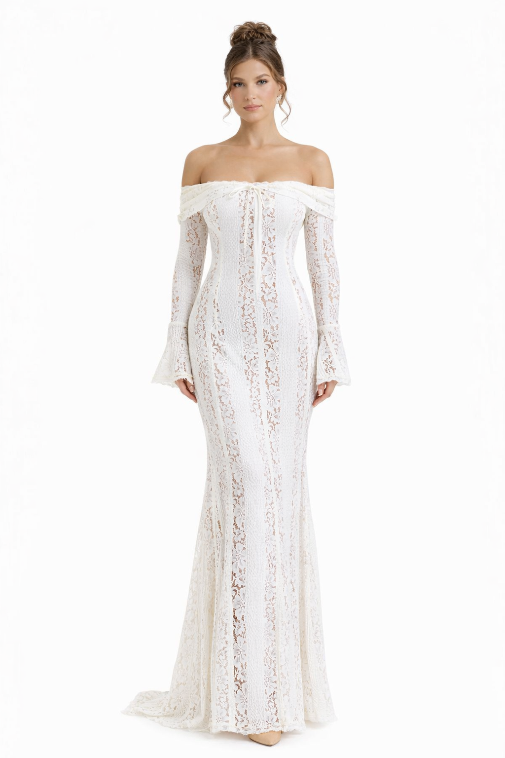 Floral Lace Stretch Dress with Mesh Lining for Special Occasions
