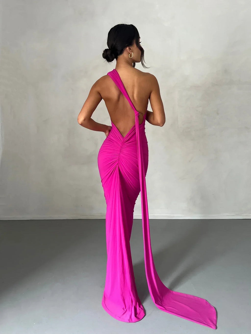 One-Shoulder Maxi Dress with Sash | Grecian Style Evening Wear Dress