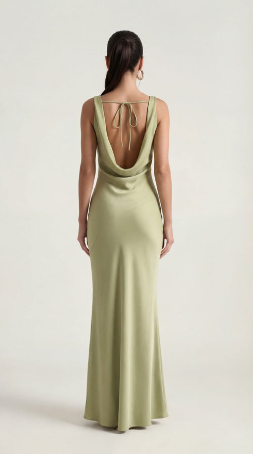 Backless Satin Halter Maxi Dress | Elegant Evening Gown for Special Events