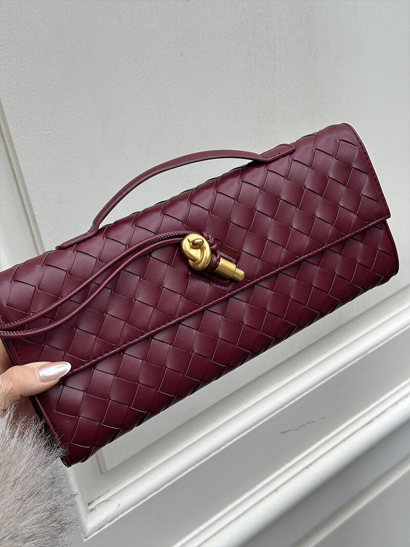 Woven Vegan Leather Clutch Bag Women UK – Chic Evening Accessory, Smart Casual Use