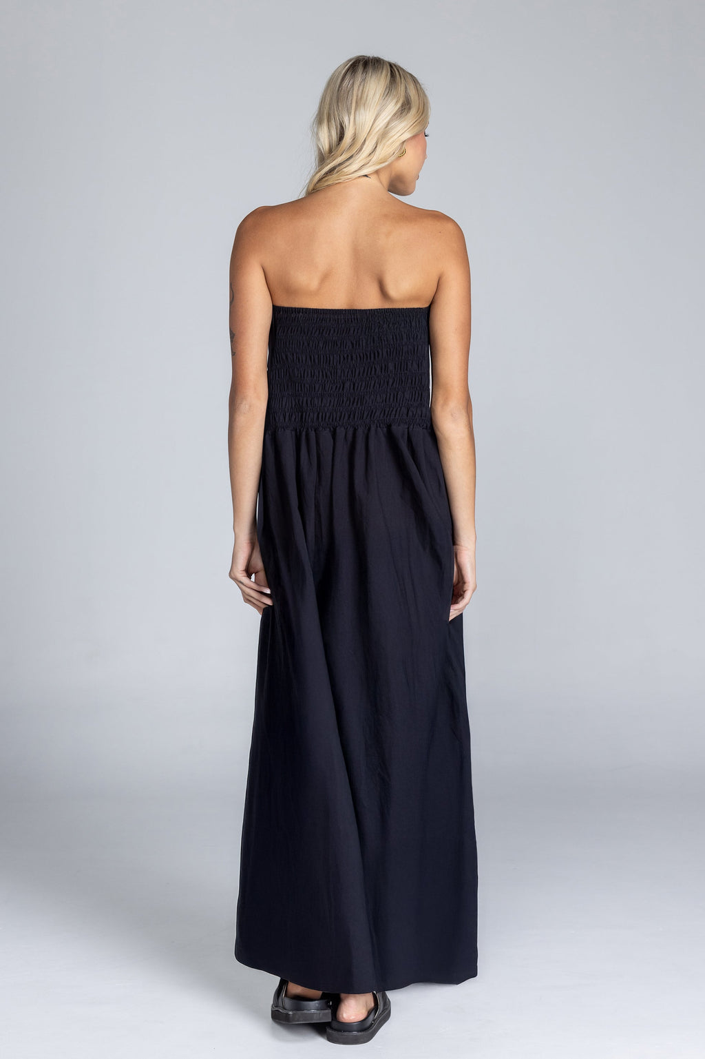 Black Cotton Strapless Maxi Dress Women UK – Summer Events, Garden Party