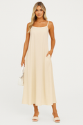 A-Line Midi Dress Women UK – Spaghetti Strap Lightweight Fabric, Wedding Guest Garden Party