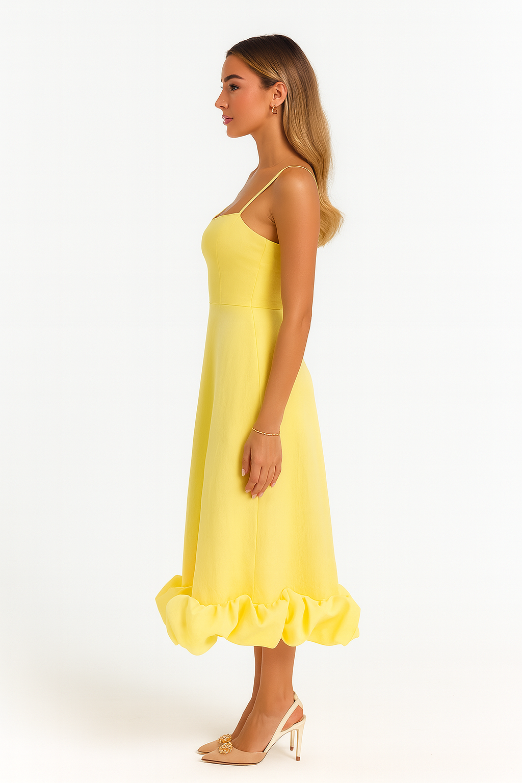 Chiffon Midi Dress Women UK – Ruffle Hem Evening Gown, Wedding Guest & Formal Occasion