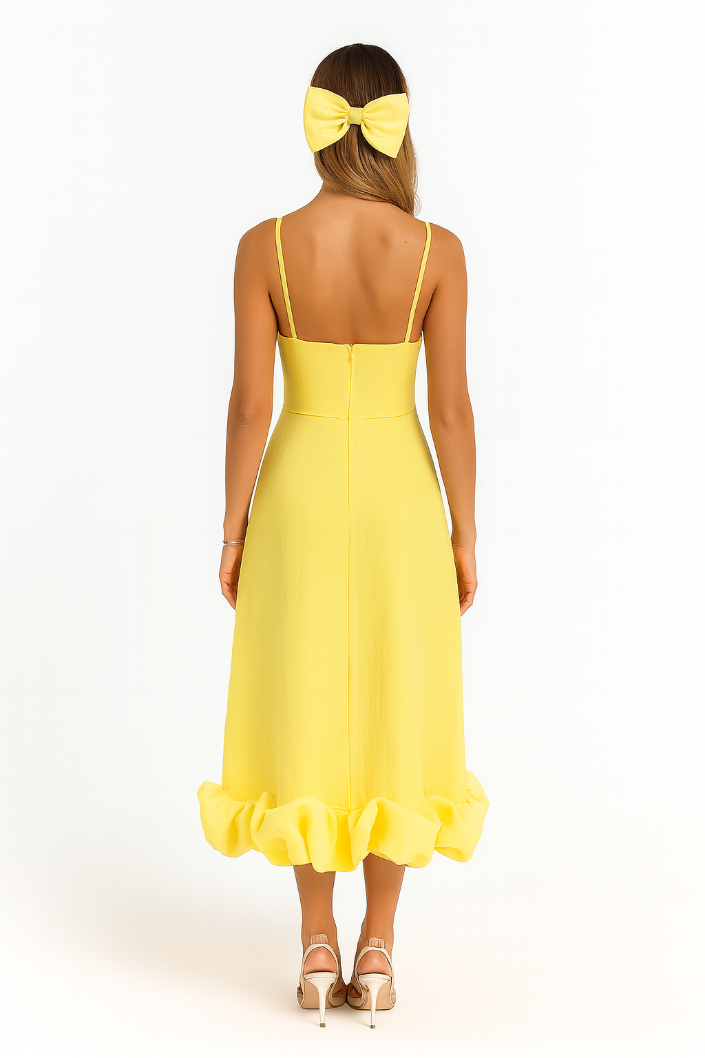 Chiffon Midi Dress Women UK – Ruffle Hem Evening Gown, Wedding Guest & Formal Occasion