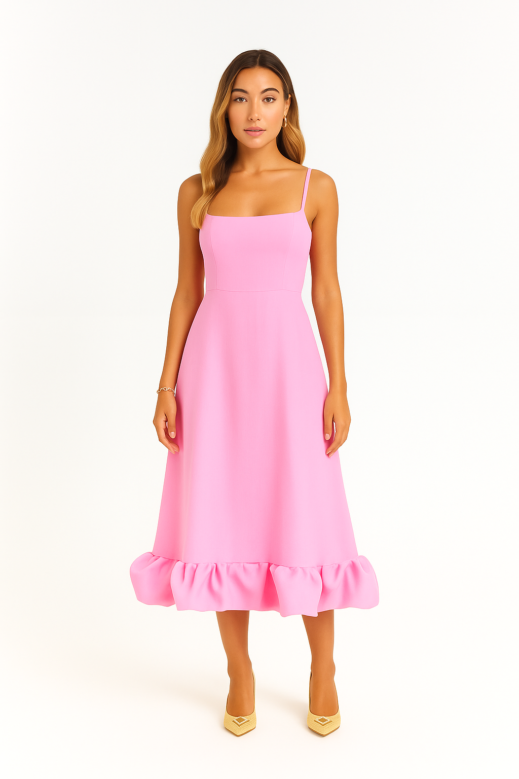 Chiffon Midi Dress Women UK – Ruffle Hem Evening Gown, Wedding Guest & Formal Occasion