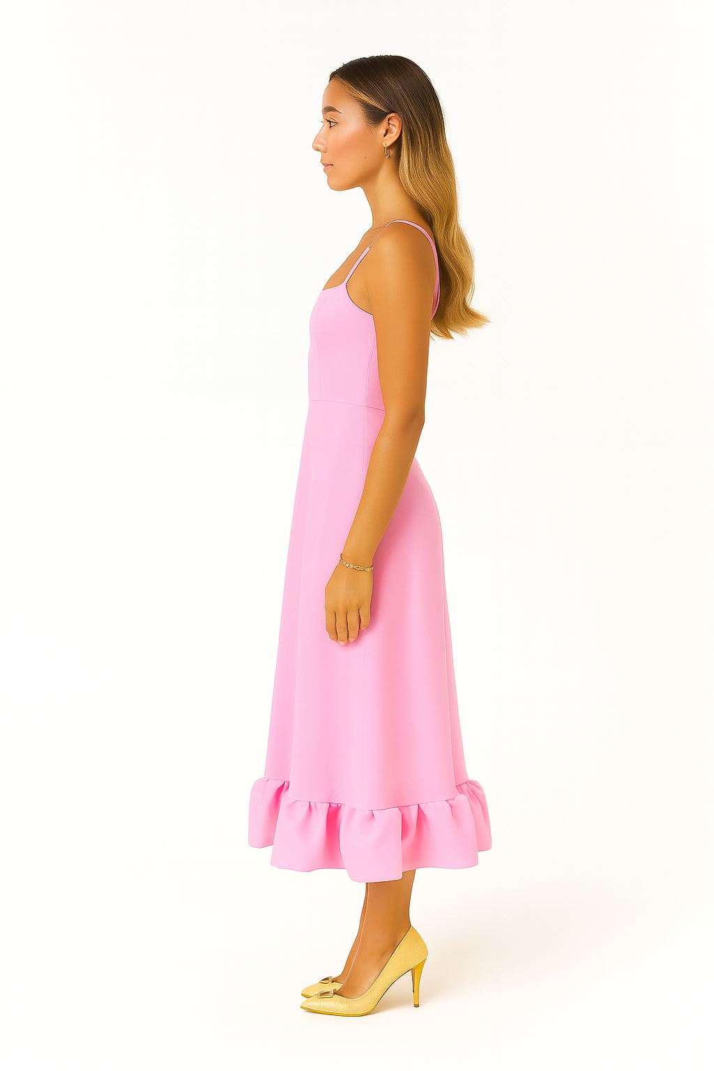 Chiffon Midi Dress Women UK – Ruffle Hem Evening Gown, Wedding Guest & Formal Occasion