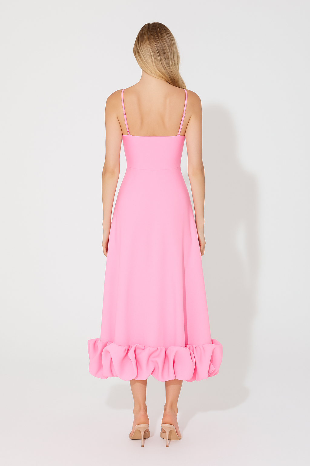 Chiffon Midi Dress Women UK – Ruffle Hem Evening Gown, Wedding Guest & Formal Occasion