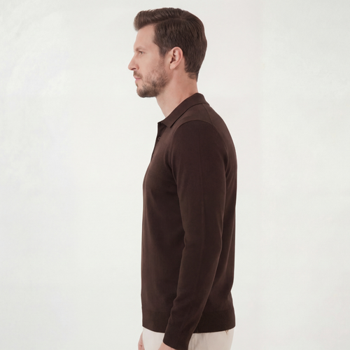 Classic Brown Cotton Polo Shirt for Casual Wear and Everyday Comfort