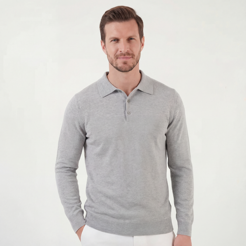 Classic Grey Polo Shirt - Cotton Blend - Casual Wear - Men's Apparel